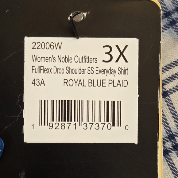 NWT Noble Outfitters Button Front Short Sleeve Shirt Blue Plaid 3X - Picture 13 of 16